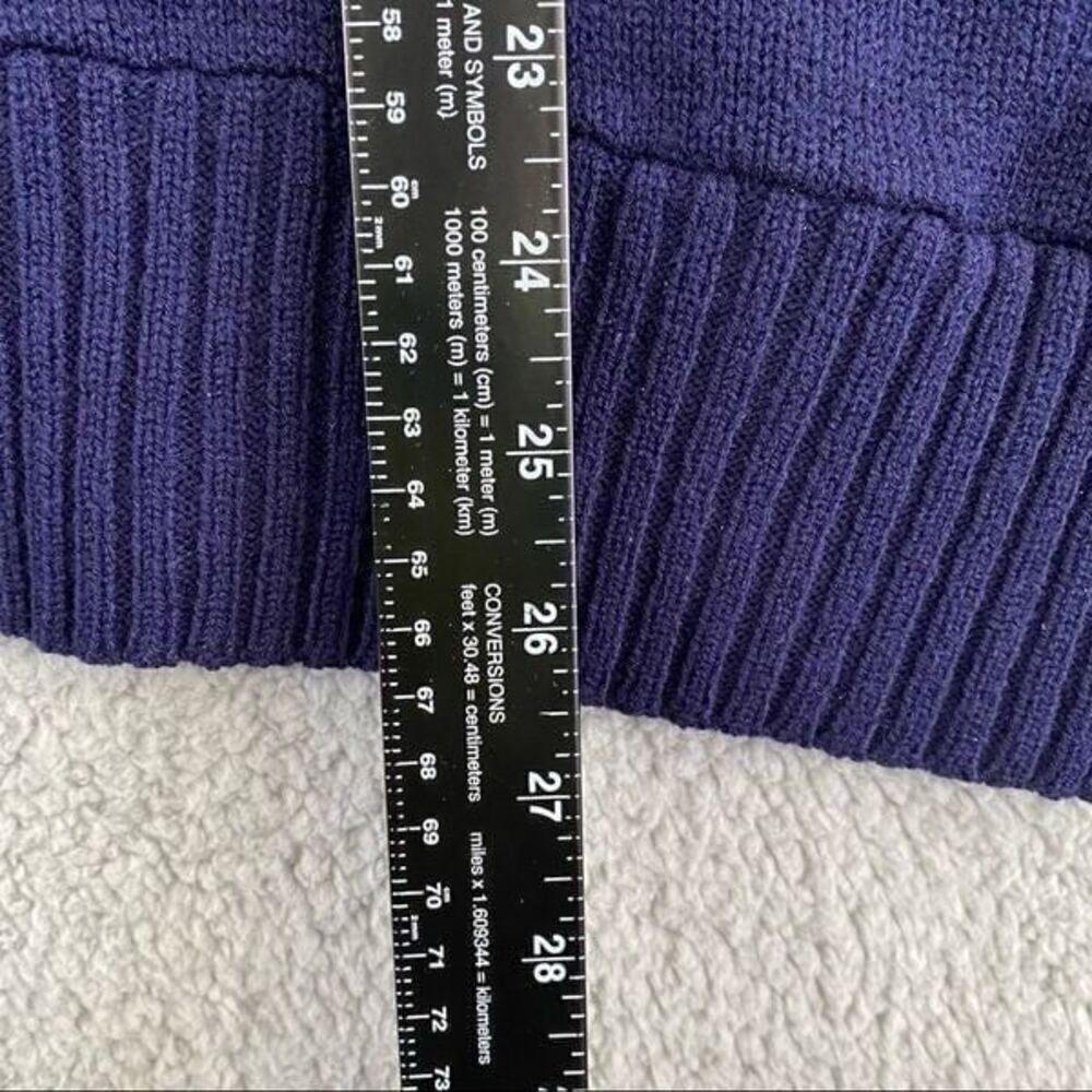 Vintage Monrose Knitwear Sweater Men 42 Navy 1/4 Button Denim Accent Pullover - Picture 8 of 11